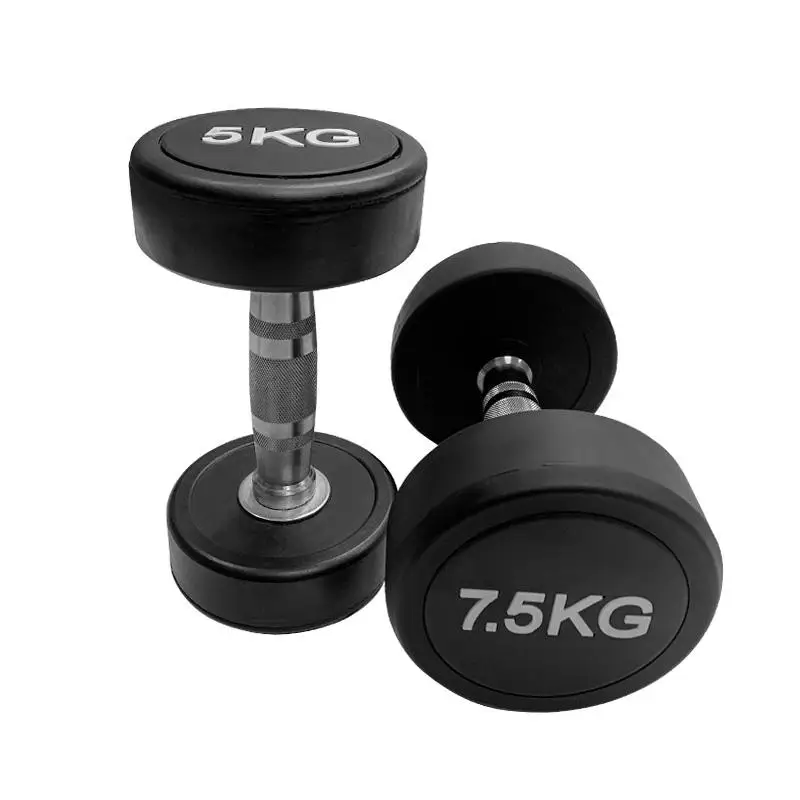Gym Equipment Weightlifting Cast Iron Round Head Rubber Dumbbell Custom Bodybuilding Dumbbell