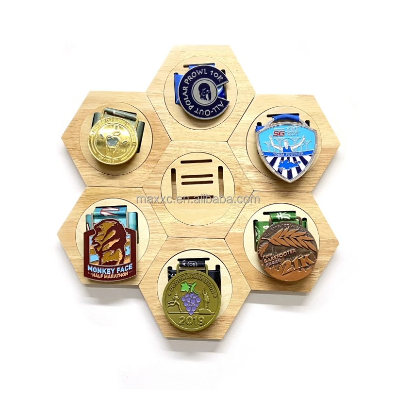 Earned Any Competition Medal Hanger Display Wooden Honeycomb Medal Display