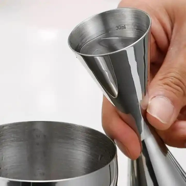 One-Piece Stainless Steel 30ml/60ml Double Jigger With Silver Gold Colors Measuring Cup Double Sided Jigger For Bar