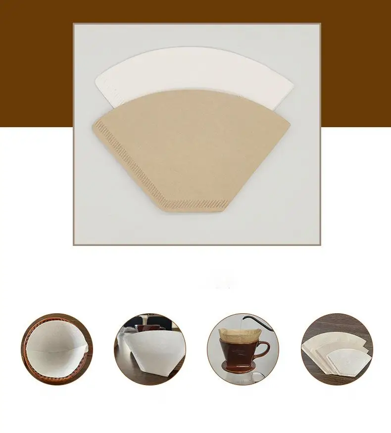 1-4 Cups Multiple Heat Seal V60 Foldable Origami Coffee Dripper Coffee Filter Paper For Drip Coffee
