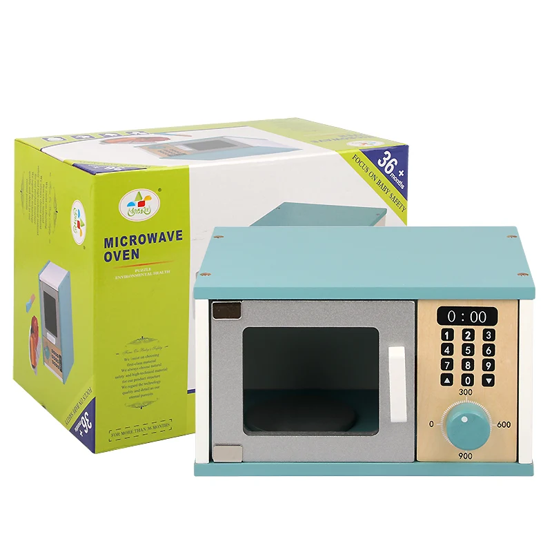 WD20022 Simulation Pretend Play Kids Cooking Toy Wooden Microwave Oven Toy Wooden Kitchen Toy Set For Children