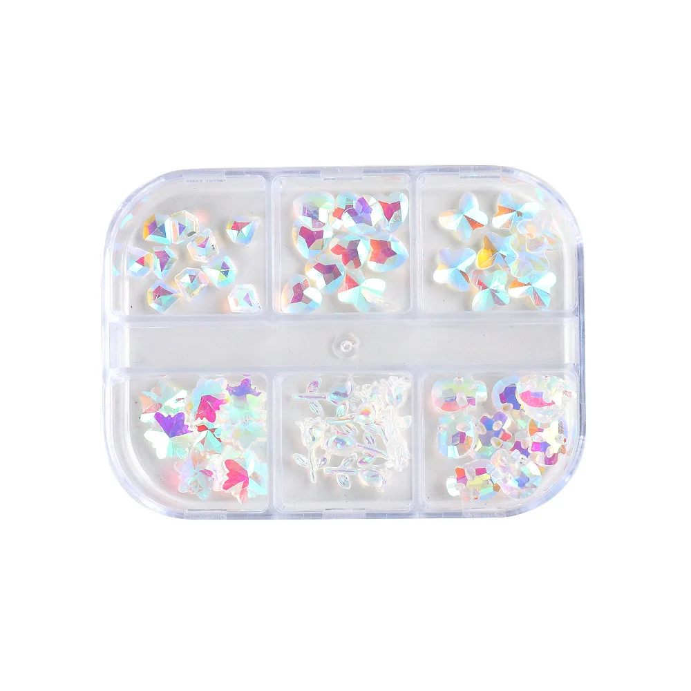 nail stones crystal rhinestones Fancy clear rose resin shaped diamond box nail accessories