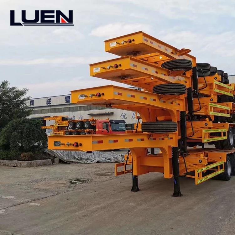 factory  manufacture 60t Lowboy Lowbed Semi Trailer Hot Sale Transport Heavy Cargo air suspension 3/4/5 axle 28 T landing gear