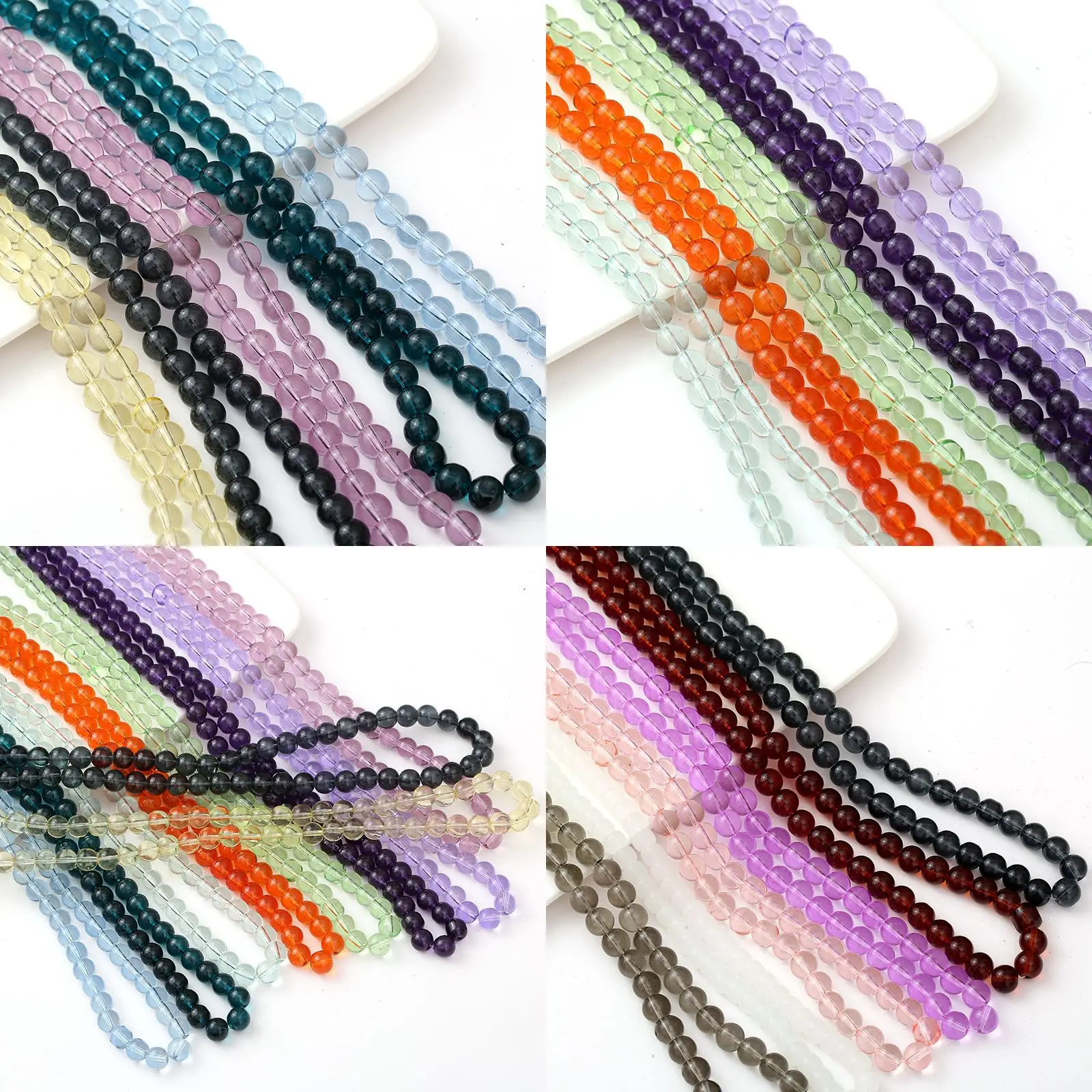 New imitation jade transparent glass round beads with crystal lampwork loose beads