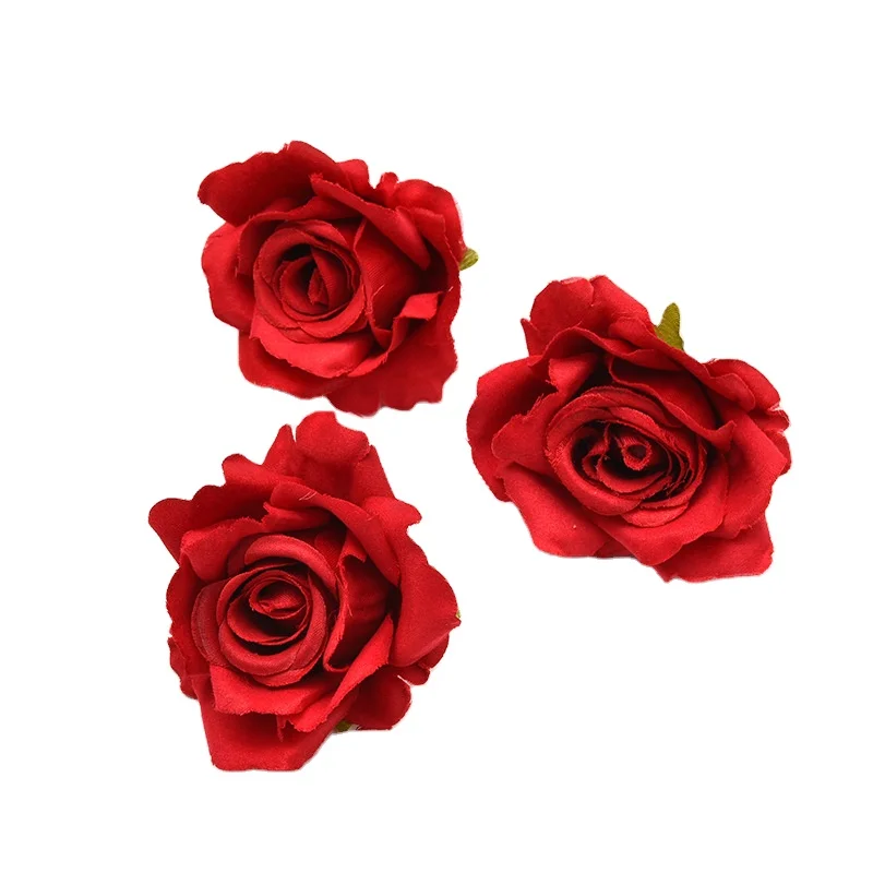 Top Sellers  New Artificial Rose Head High Quality Silk Cloth Rose DIY Flower Arrangement Wedding Gift Box Decoration