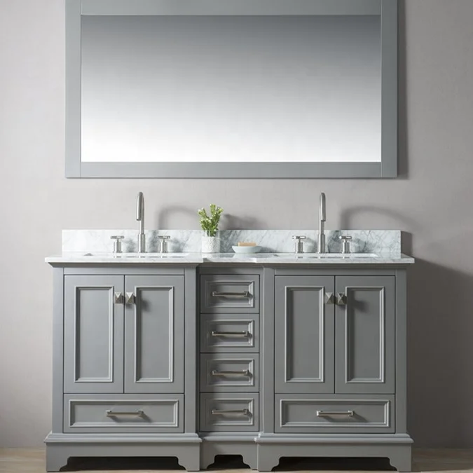 Vietnam Factory Homedee Vietnam vanity wooden panel bathroom cabinet units with mirror