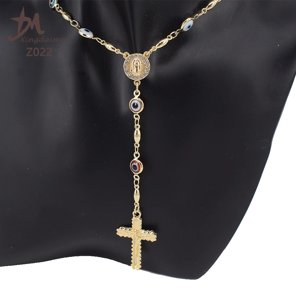 
Z022 evil eyes religious necklace 18k gold cross necklace religious jewelry 