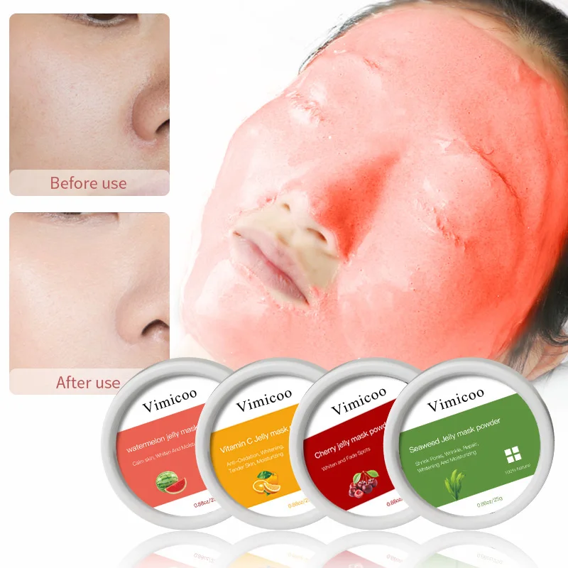 Private Label Calming Whitening Antioxidant Repair Face Mask Watermelon Vitamin C Cherry Seaweed Jelly Mask Powder Set