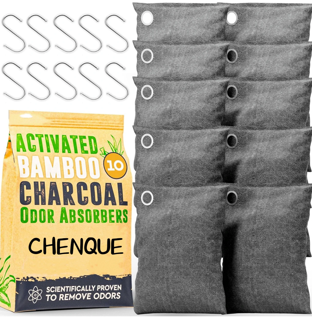 Bamboo Air Purifying Bag, Activated Charcoal Bags Odor Absorber, Moisture Absorber, Natural Car Air Freshener, Shoe Deodorizer,