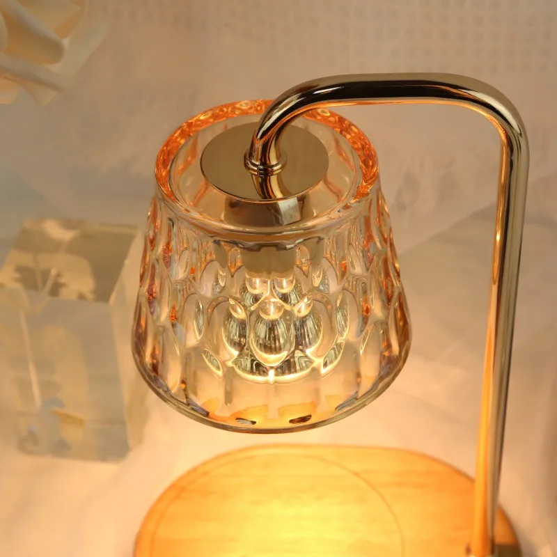 2024 Wholesale Hot Modern Wood Base Candle Wax Warmer Lamp Adjustable Switch Dimmer Electric Scented for Indoor