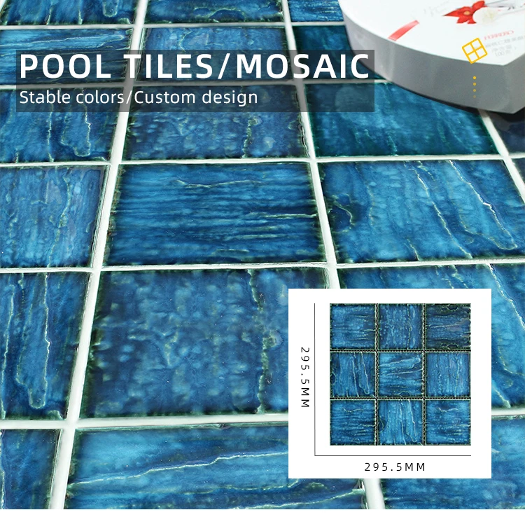 Colorize Porcelain swimming pool Mosaic Tile High quality hot sale Glazed Square mix blue color tile mosaic