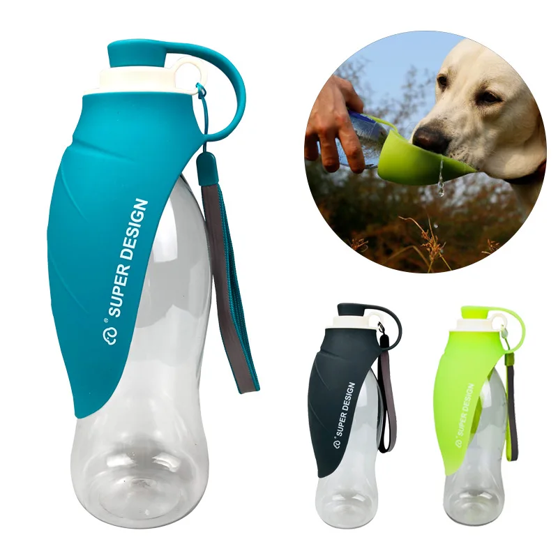 New Design Leaf Shape Silicone Plastic Drinking Portable Strap Outdoor Walking Travel Dog Water Bottle Feeders