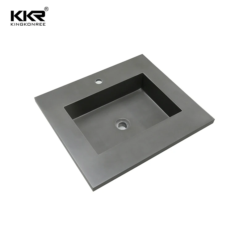Concrete color inserted cabinet basin Counter wash basin wooden cabinet Solid surface Wash hand basin