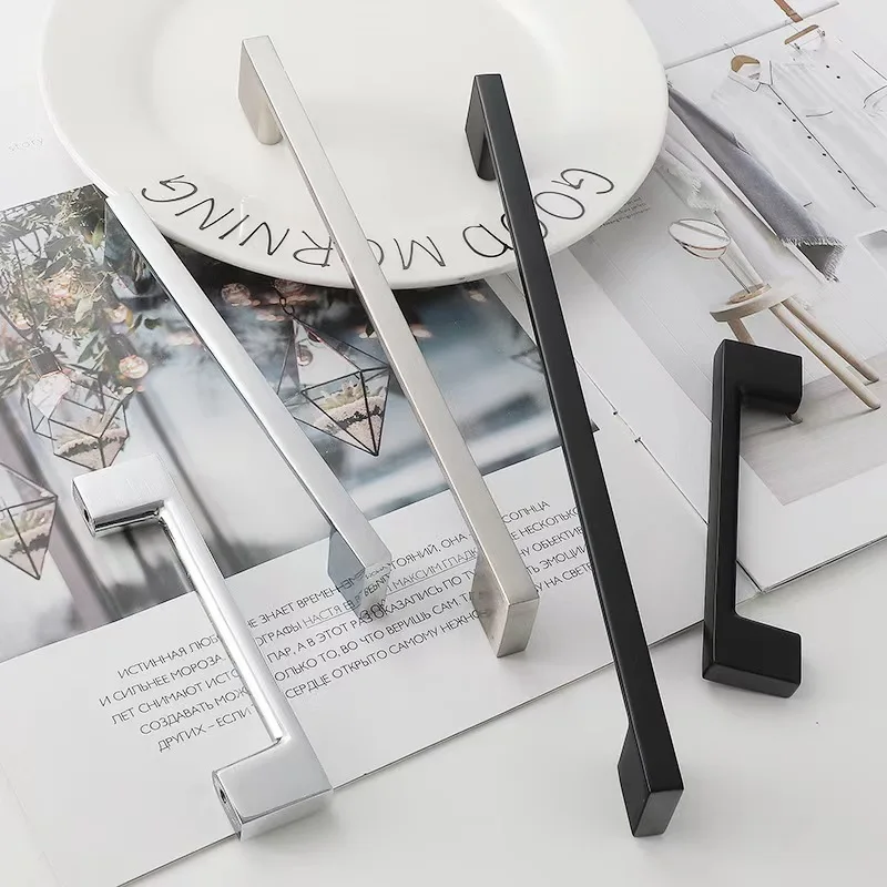 Modern Square Simple Customized Aluminum Kitchen furniture hardware door pulls dresser drawer cabinet handles