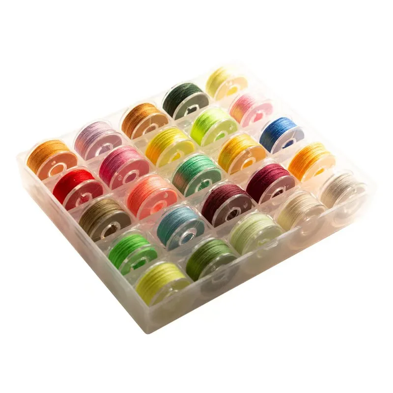 Polyester sewing machine thread bobbins spools with storage box for embroidery sewing accessories 25 colors