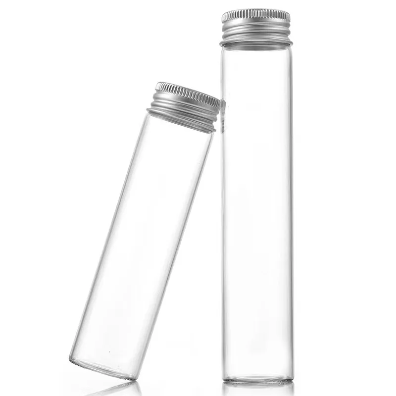 30mm Clear Borosilicate Glass Tube Pipe Storage Vial Bottle with Aluminium Screw Cap
