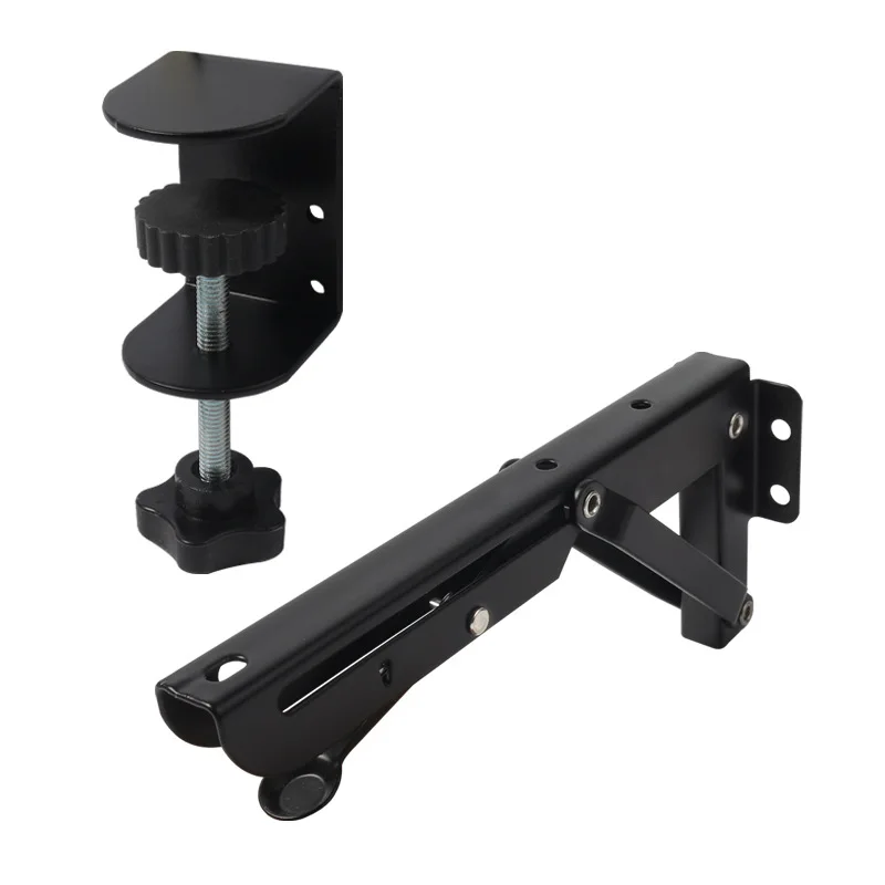 Steel Folding bracket with clamp design for desk board extension without punching