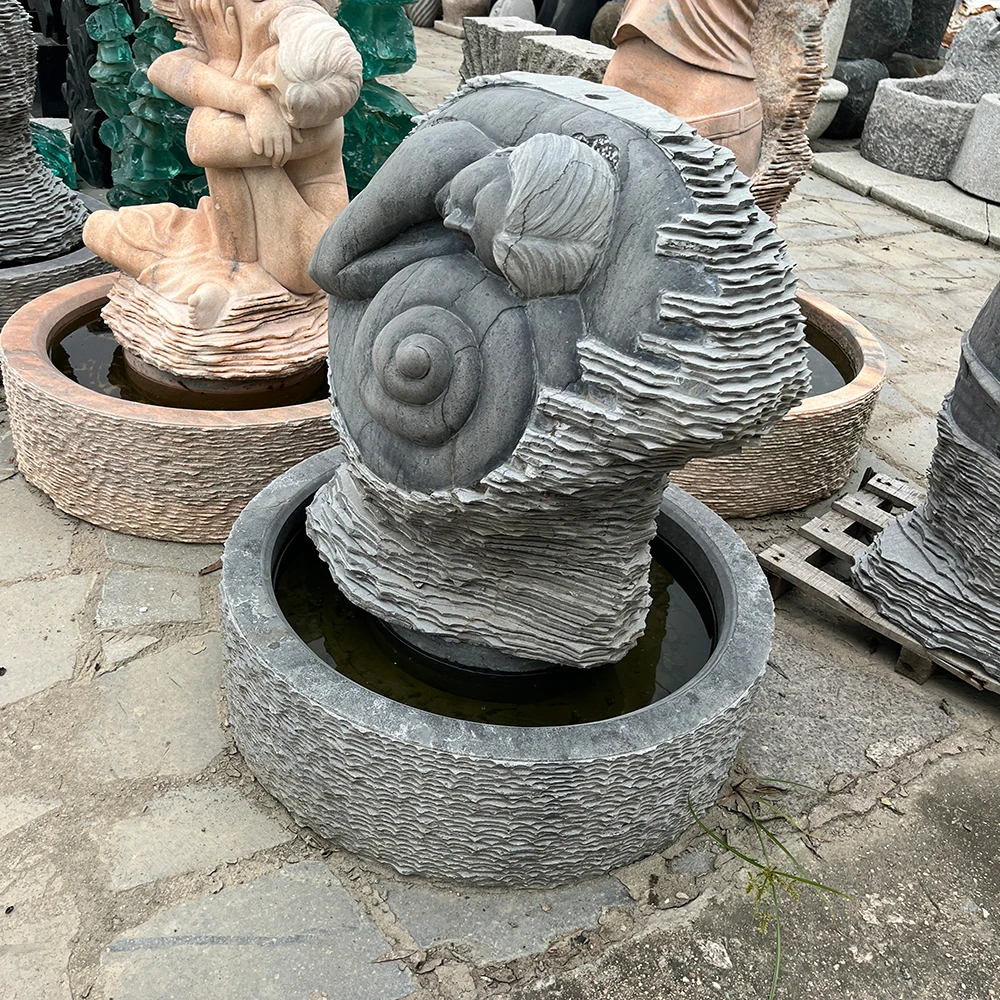 Factory Prices Female Woman Statues Stone Water Fountain for Garden