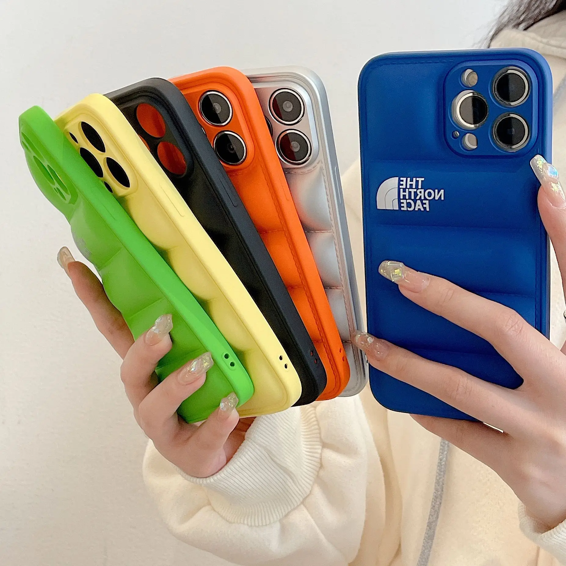 Модный чехол-пуховик TNF мягкий на ощупь для телефона чехол iPhone 14 13 12 11 Pro