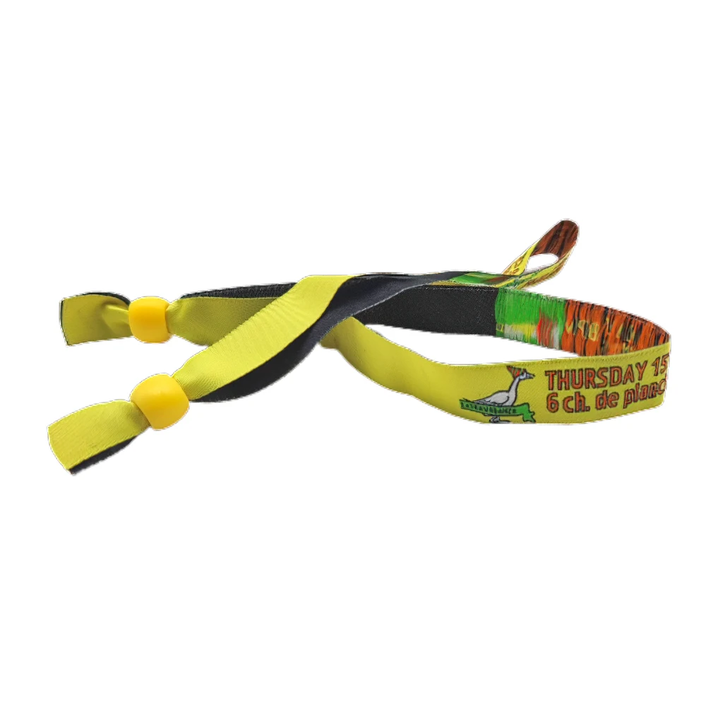 Custom Festival Recycled PET Fabric Woven Bracelet with Adjustable Plastic Clip Promotional Wristband