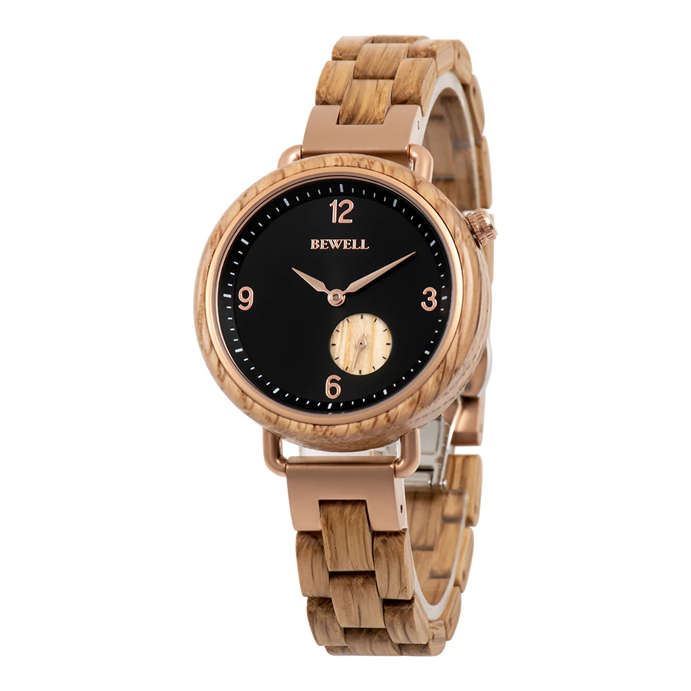 2023 Bewell Stainless Steel Watch with Wood Women Wear Wristwatch Jewelry Watch Custom Logo Watches Women Wrist Luxury