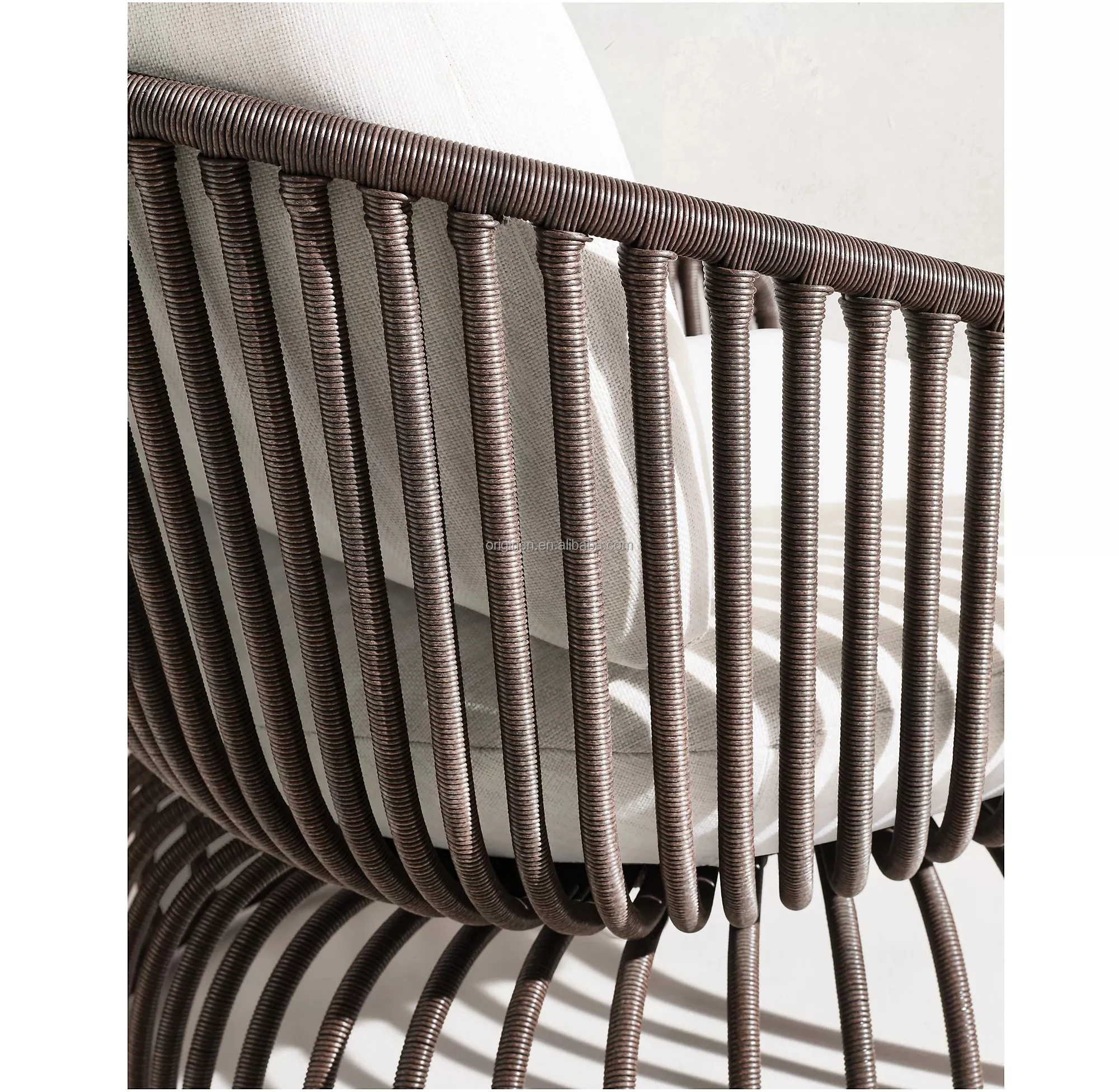 Outdoor garden furniture handmade aluminum frame single seat rope weaving sofas