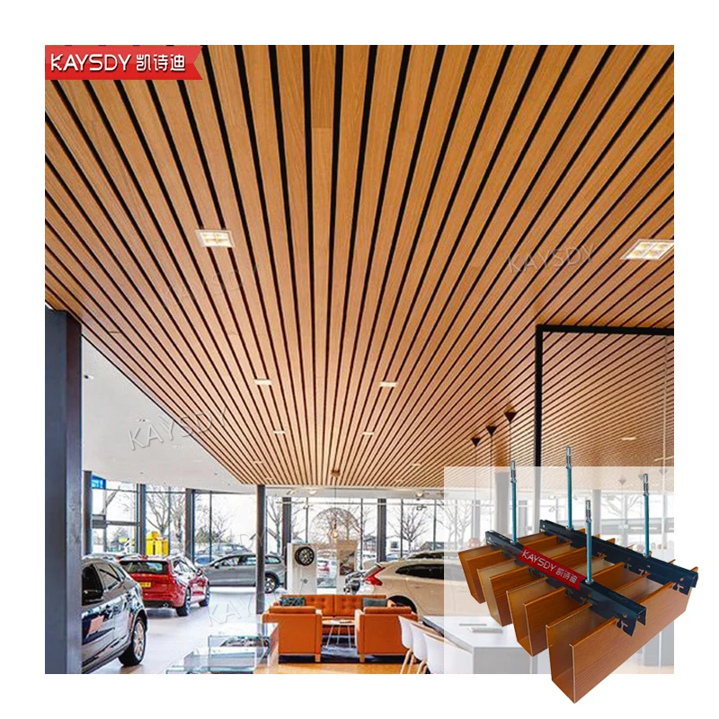 Low Price Aluminum Wooden Grain Linear Baffle Ceiling Decorative Metal Strip Aluminum Ceiling