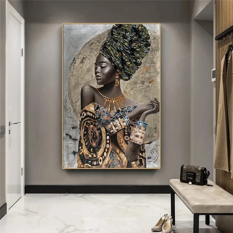 African Art Woman Painting Prints On Canvas Beauty Girl Scandinavian Posters Wall Art Picture Figure Portrait Paintings
