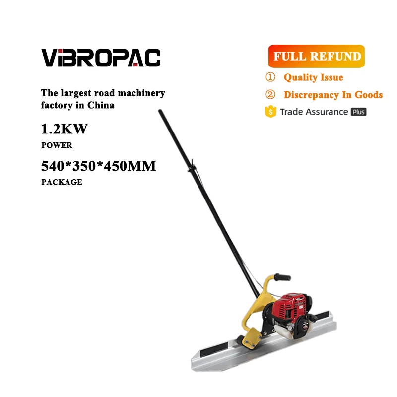 VIBROPAC Gasoline engine powered floor road surface finishing concrete screed with 4m blade concrete leveling machine
