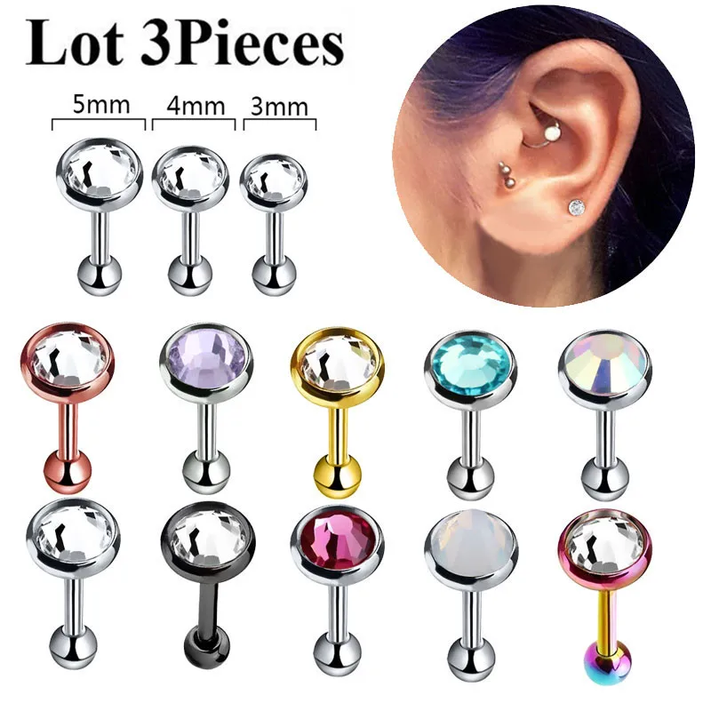 Classic 3pcs/set Stainless Steel Czech Stud Earring Trendy Party Festival Casual Jewelry Gift