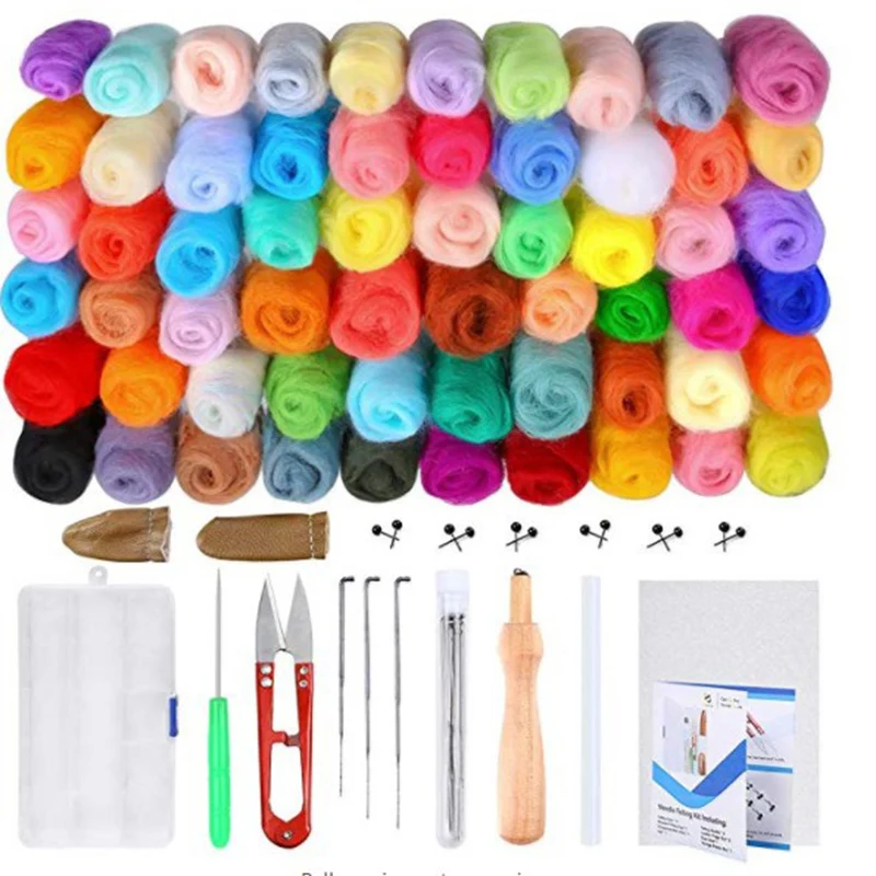 Educational Creative Handmade Needle Felting Kit Wool Felt DIY Toys Rainbow Felt Balls Sets With Tools