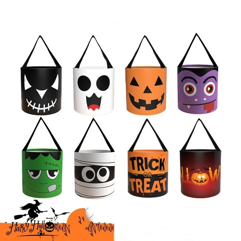 DOULUO Wholesale Halloween Decoration Candy Bag Accessories Handheld Led Light Halloween Basket Toy