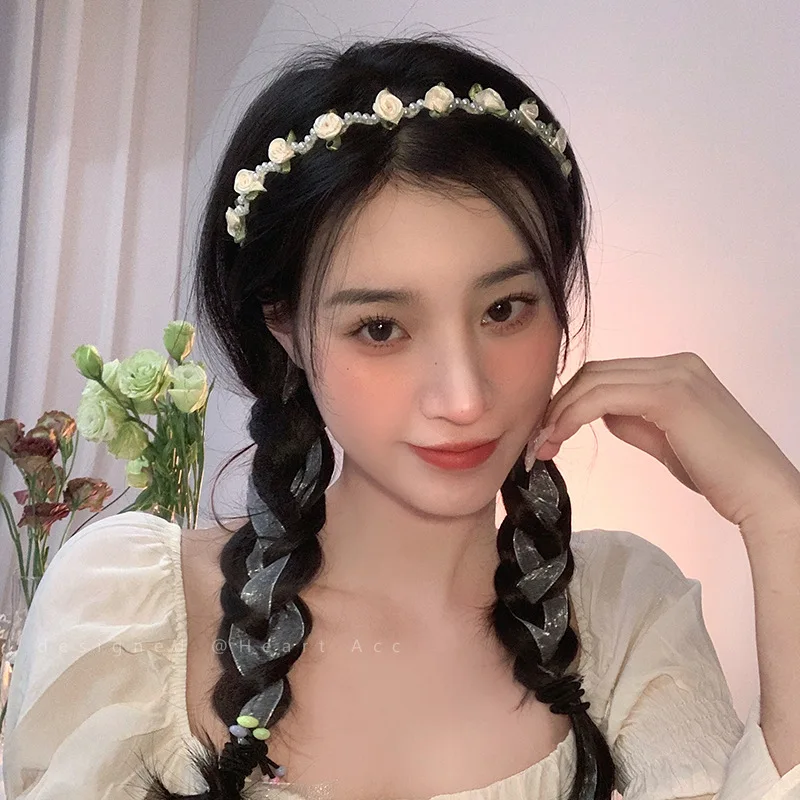 Ribbon Floral Headbands Flower Ribbon Hairband Headband Women Headpiece Tiara Wedding Bridal Hair Jewelry Accessory