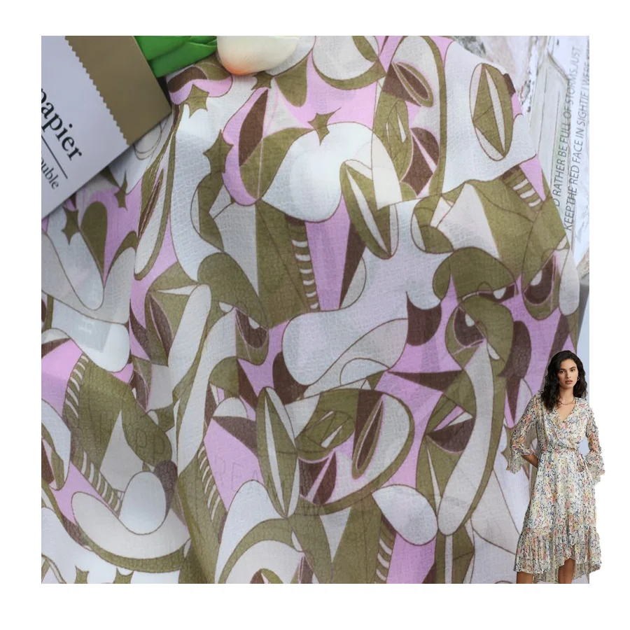 Chiffon High Quality Lightweight Floral Print  Chiffon Fabric 60 Gsm Printed Chiffon Fabric Stocklot