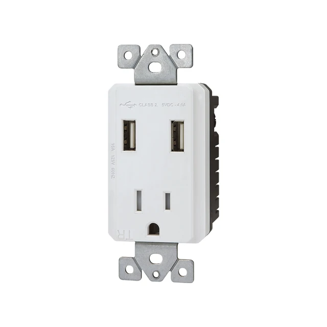 125V Factory 4.0A USB Wall Socket with UL Certificate