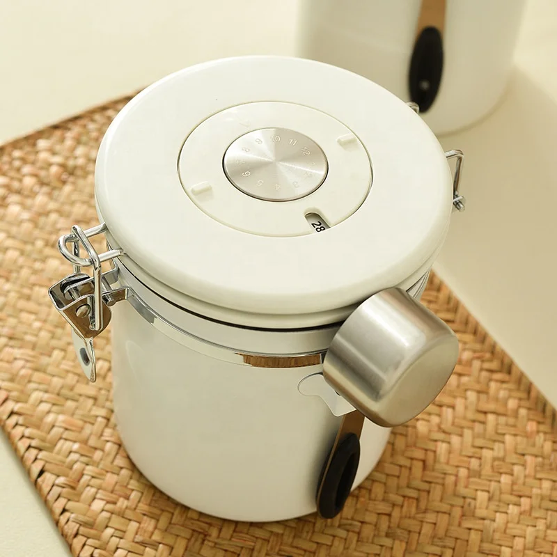 Односторонний Co2 клапан 304 контейнеры для хранения продуктов из нержавеющей стали банки кофе с отслеживанием даты