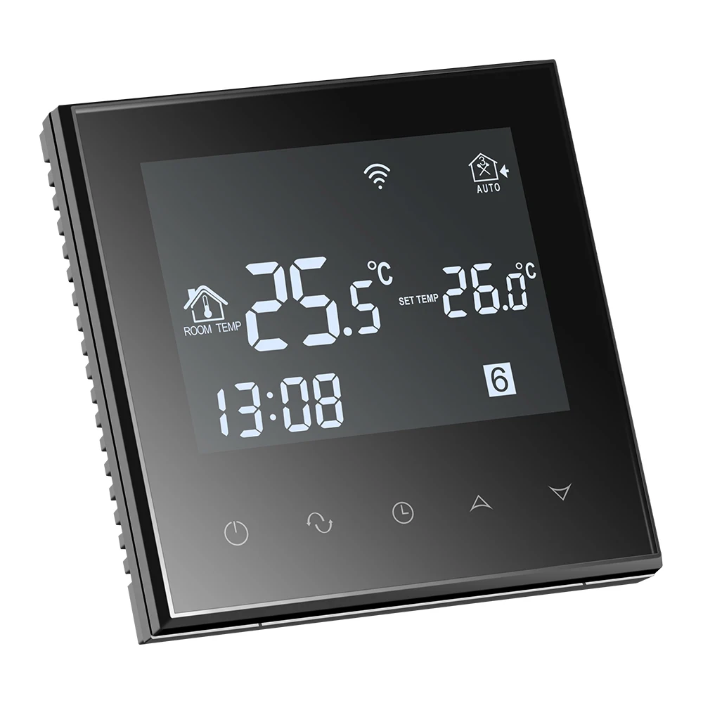 Beok TGT70-WIFI-EP wifi thermostats for electric underfloor heating system black glass touch screen temperature controller