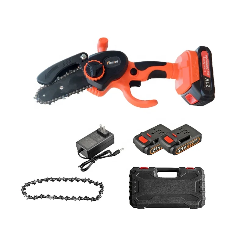 4 inch portable rechargeable electric chainsaw cordless powered chain saw with lithium battery for garden pruning