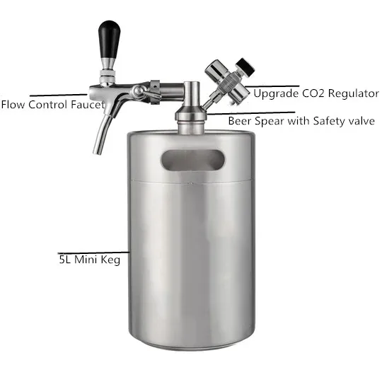 Portable Stainless Steel 304 Beer Dispenser Wine Barrel For Bar Party Mini Beer Keg