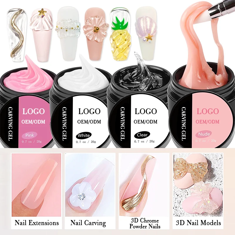 private label 3d diy soak off build gel nail painting soft carving gel for nail decoration
