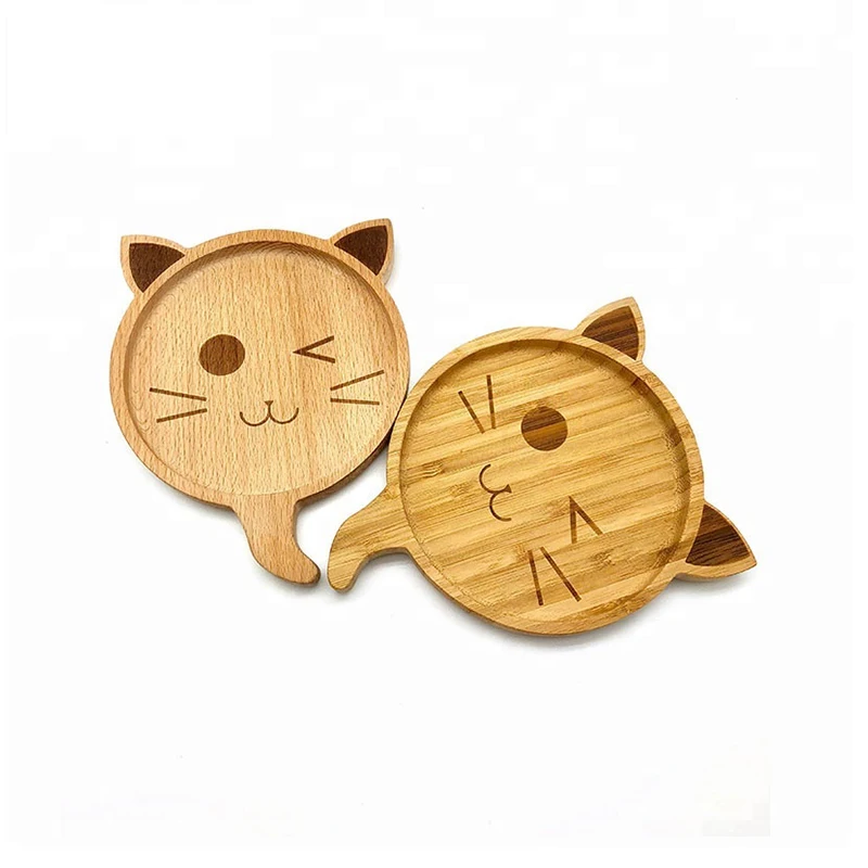
Eco-friendly wholesale reusable cartoon animal shaped design bamboo baby children feeding charger dinner plates for kids toddler 