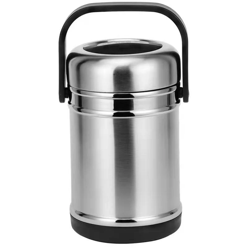 3L Warm Soup Lunch Pot Food Jar Round Container Stainless Steel Food Flask Vacuum Two Layer Handle Lunch Box