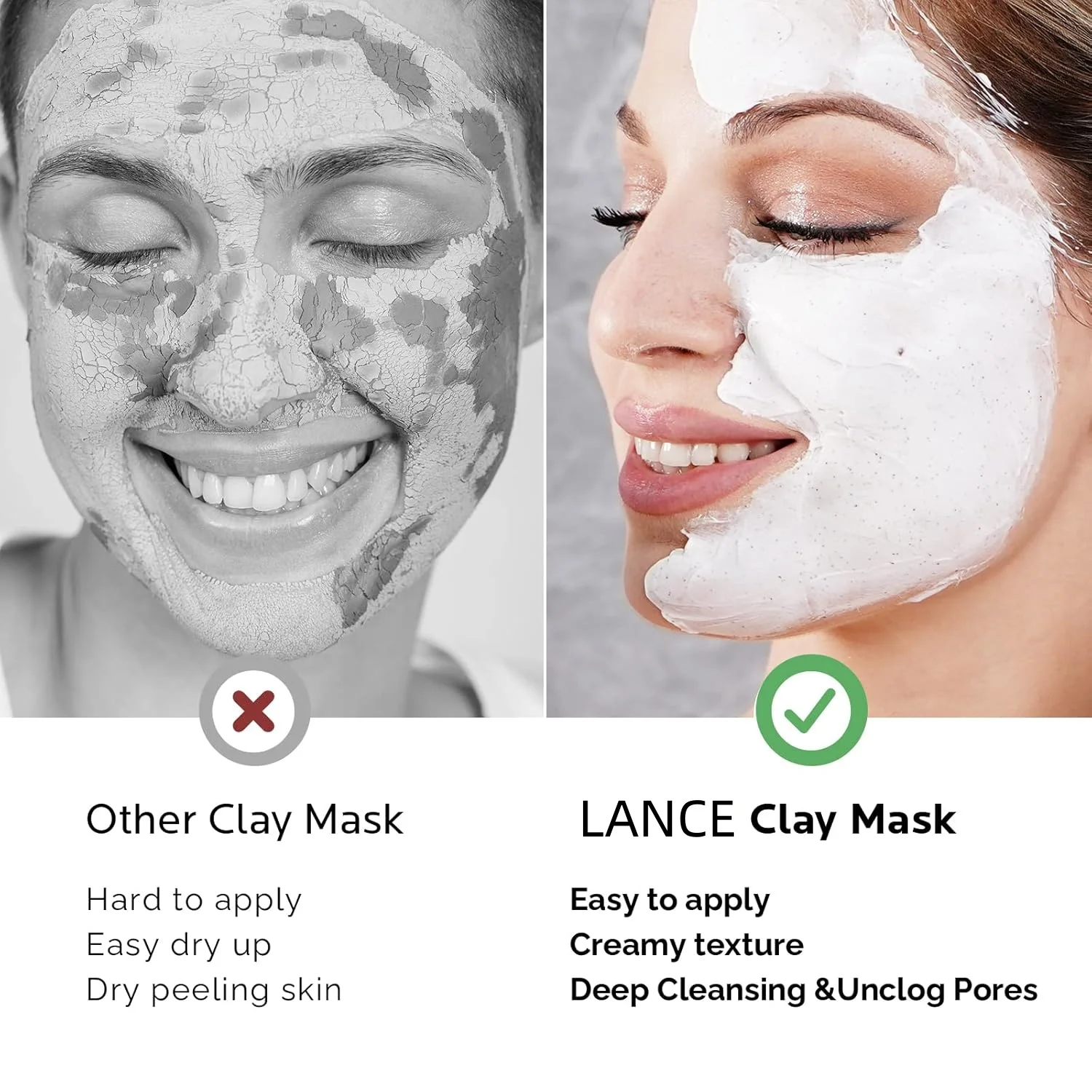 Lance Deep Cleansing Detox Clay Mask Private Label Exfoliating Pores Minimizers Facial Clay Mud Mask For Men And Women