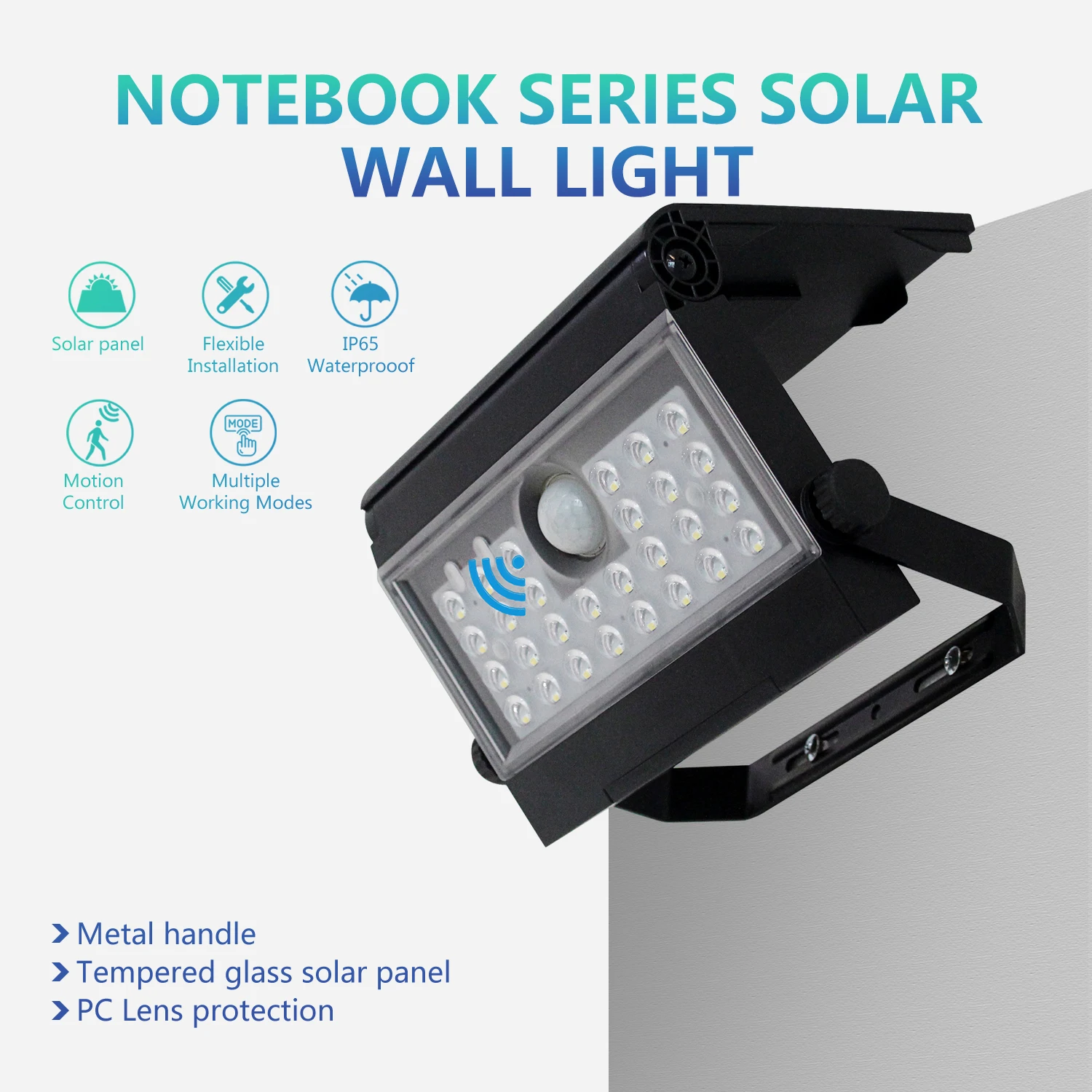Outdoor IP65 Waterproof Solar Power Led Light Notebook Wall Light ABS 28 Leds Solar Light With PIR Motion Sensor for Outdoor
