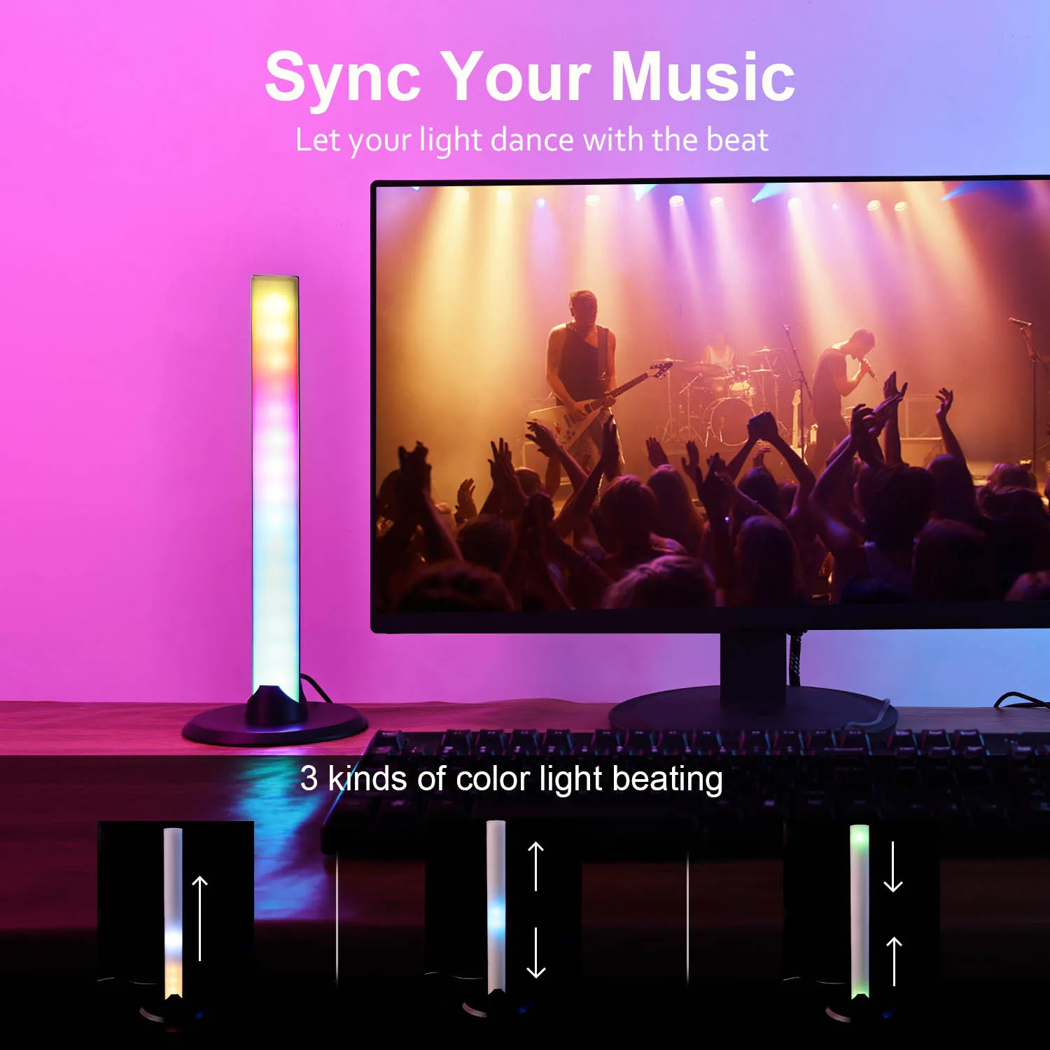 Desk Atmosphere RGB Night Light App Control TV Computer Decoration Lamp rgb Sound Control Led Light Motion Sensor Light Indoor