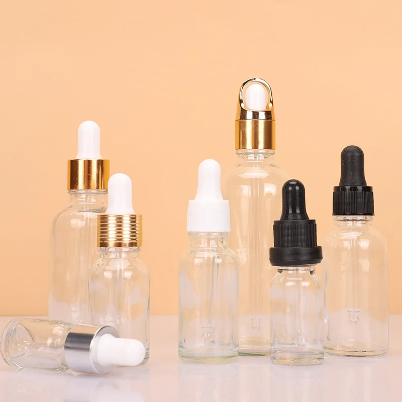 Custom Clear Glass Oil Bottle Portable Eye Dropper Cosmetic Liquid Dispenser Bottle