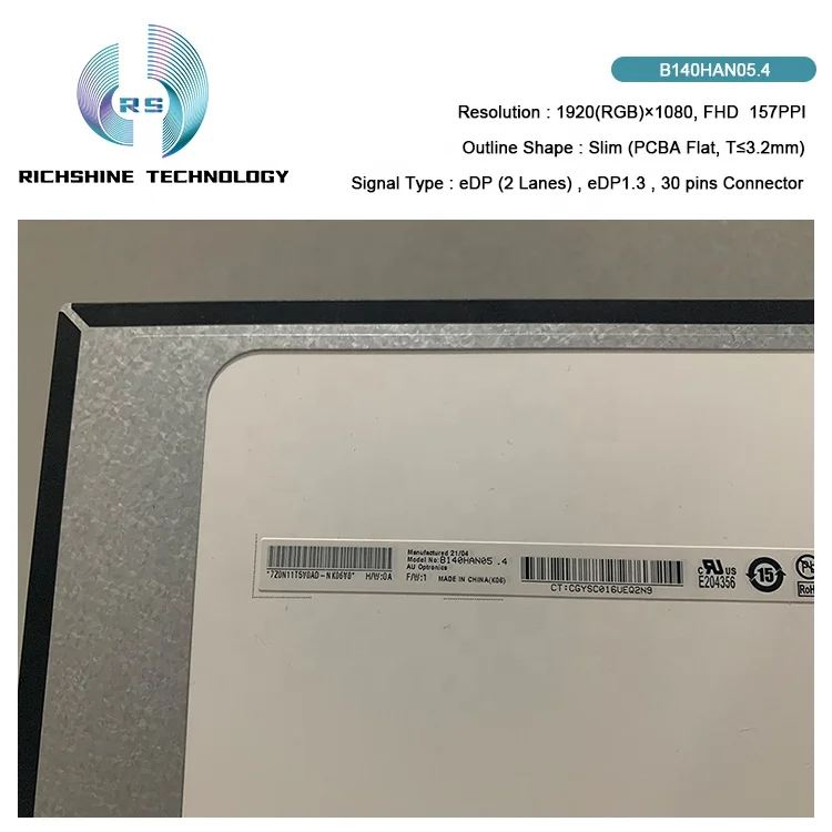 Auo Lcd B140HAN05.4 FHD 14.0inch Slim Edp30pin 1200:1 Dual Laptop Replacement Screens TFT Laptop LED LCD Screen For Notebook