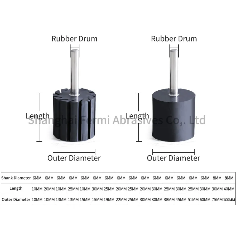 Spiral Band Rubber Mandrels - Sanding Drums/Slotted (shaft: 6mm) /Sanding Bands Holder