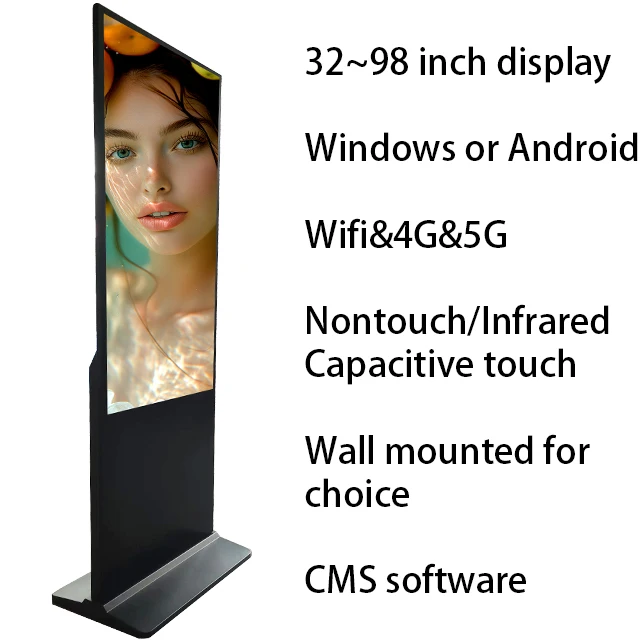 High Quality 55-Inch Floor Standing Touch-Free LED Advertising Player Kiosk Application with SDK Function for Indoor Use