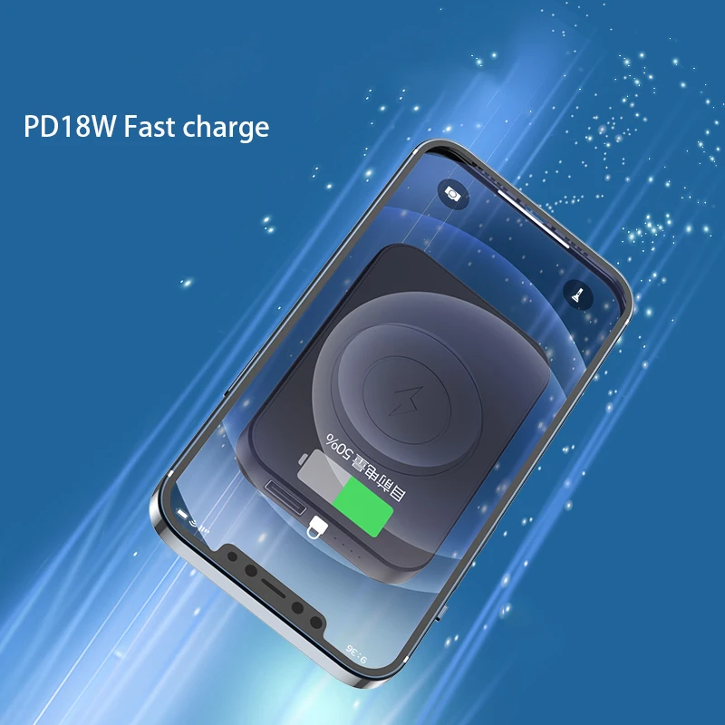 Type C Pd Qc 10W 5000Mah Magnetic Powerbank Ultra Slim Portable Magsafing Power Bank 15W For Iphone 12